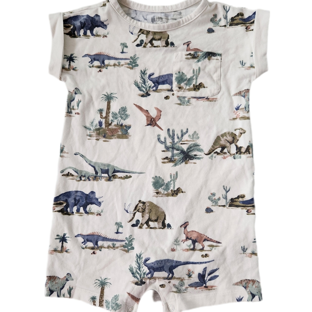Carter's Little Planet Organic White and Blue Dinosaur Print Bodysuit
